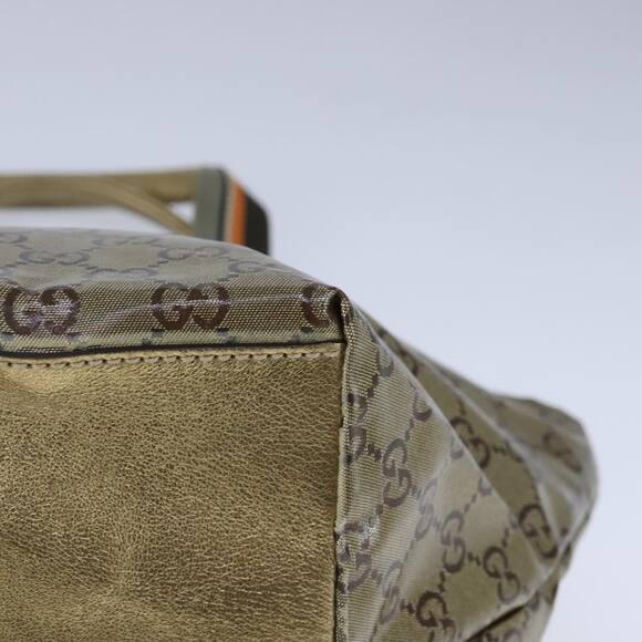 GUCCI GG Crystal Sherry Line Hand Bag Gray Gold Brown - Picture 11 of 16